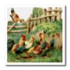3dRose ht_104625_3 Vintage Digital Oil Painting Roosters Gather at The Farm Iron on Heat Transfer, 10 by 10-Inch
