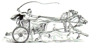 Pack of 4, 6 inch x 4 inch Gloss Stickers Line Drawing Chariot