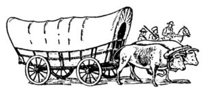 Pack of 4, 6 inch x 4 inch Gloss Stickers Line Drawing Covered Wagon
