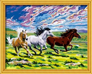 Diy oil painting, paint by number kit- Gallop 16*20 inch.