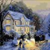 Diy home decor digital canvas oil painting by number kits Winter Night 16*20 inch.