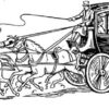 Clear Window Cling 6 inch x 4 inch Line Drawing Stagecoach