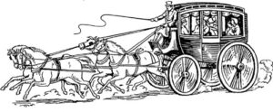 Clear Window Cling 6 inch x 4 inch Line Drawing Stagecoach
