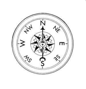 Clear Window Cling 6 inch x 4 inch Line Drawing Compass