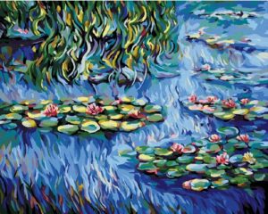 Diy oil painting, paint by number kit- worldwide famous oil painting Water Lilies by Monet 16*20 inch.