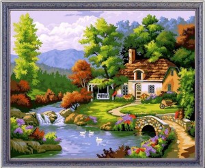 Diy oil painting, paint by number kit- Bucolic 16*20 inch.