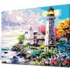 Diy oil painting, paint by number kit- Lighthouse 16*20 inch.