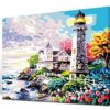 Diy oil painting, paint by number kit- Lighthouse 16*20 inch.