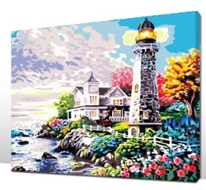 Diy oil painting, paint by number kit- Lighthouse 16*20 inch.