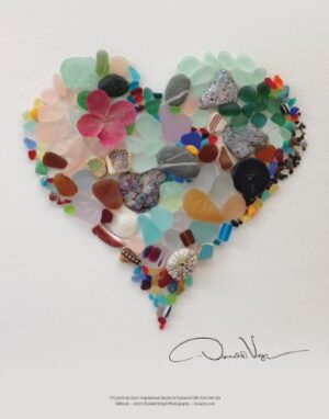 "LOVE" - Sea Glass Fine Art Heart Poster 11 X 14 From the Book "Of Love & Sea Glass: Inspirational Quotes and Treasured Gifts from the Sea" a Unique Great Anniversary, Birthday, Valentines Day, Mothers Day, Fathers Day, Christmas Gift