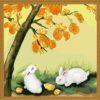 Diy home decor digital canvas oil painting by number kits Golden Tree And Beautiful Rabbit 16*20 inch.