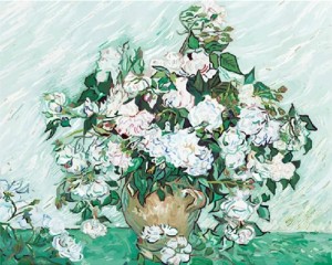 Diy home decor digital canvas oil painting by number kits worldwide famous oil painting White Rose by Van Gogh 16*20 inch.
