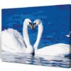 Diy home decor digital canvas oil painting by number kits Two Swan 16*20 inch.