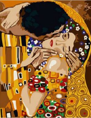 Diy oil painting, paint by number kit- worldwide famous oil painting The Kiss by Klimt 16*20 inch.