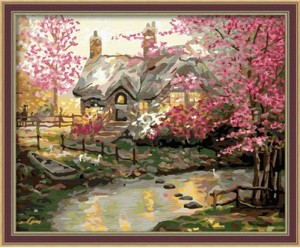 Diy oil painting, paint by number kit- My dream house 16*20 inch.