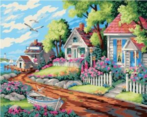 Diy oil painting, paint by number kit- Dream House 16*20 inch.