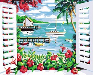 Diy oil painting, paint by number kit- Outside The Window 16*20 inch.